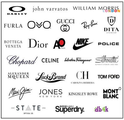collection of brands including Varvatos, Nike, Montblanc, etc...